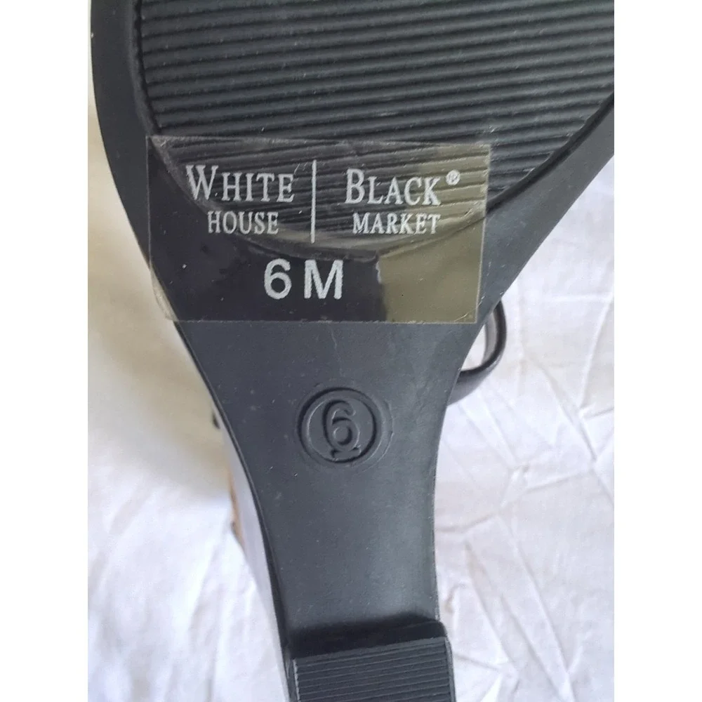WHBM Wedge Sandals Black Leather Studded Strappy Sz 6M Edgy Goth Punk Going Out